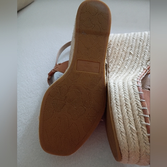 Veronica Beard Tan Braided Leather Espadrille Wedge Sandals - Picture 7 of 8